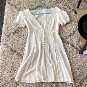 Off white deep V dress